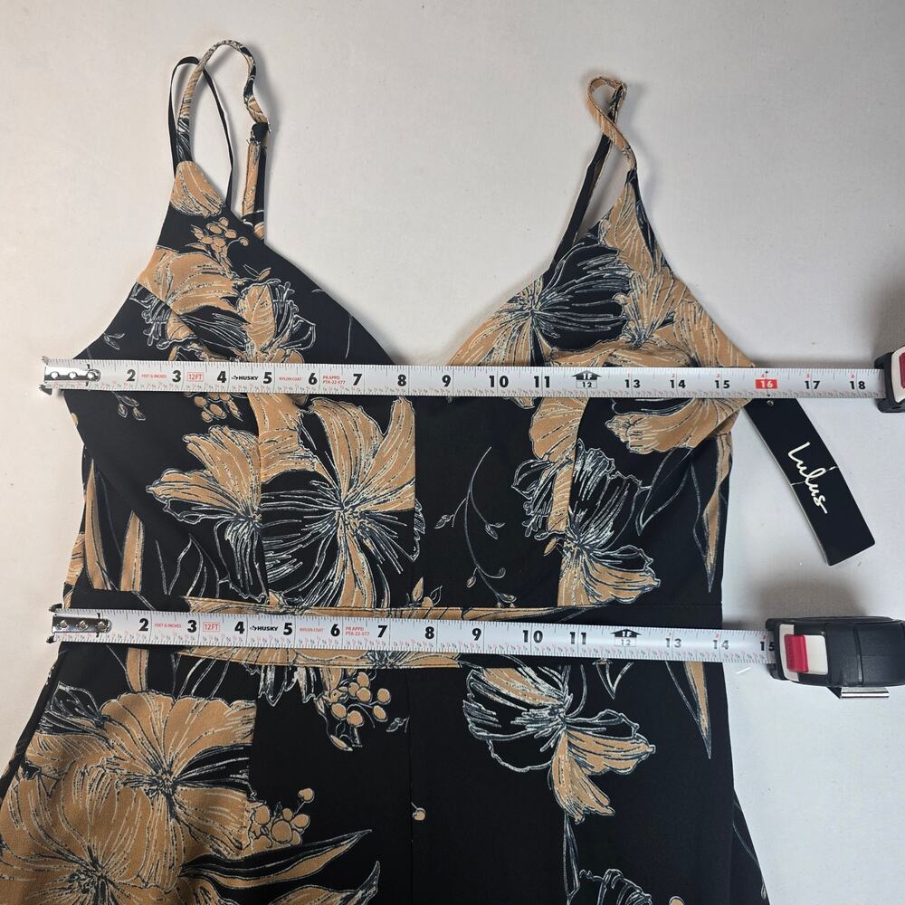 NWT Lulus Darling Daylily Black Floral Print High-Low Maxi Dress. Size L. - Picture 6 of 10